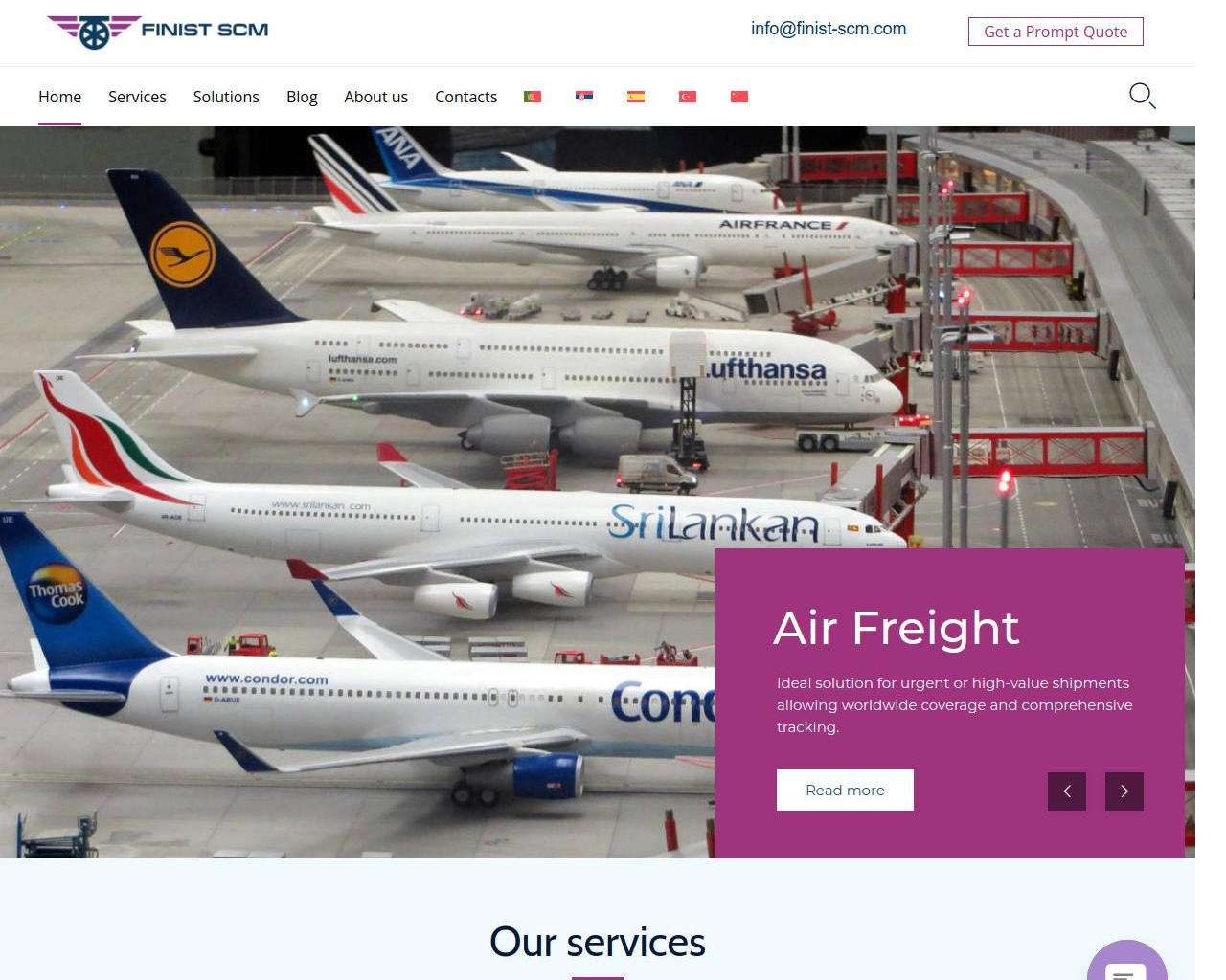 finist-scm-com Website for International Logistics Company Website in Six Languages